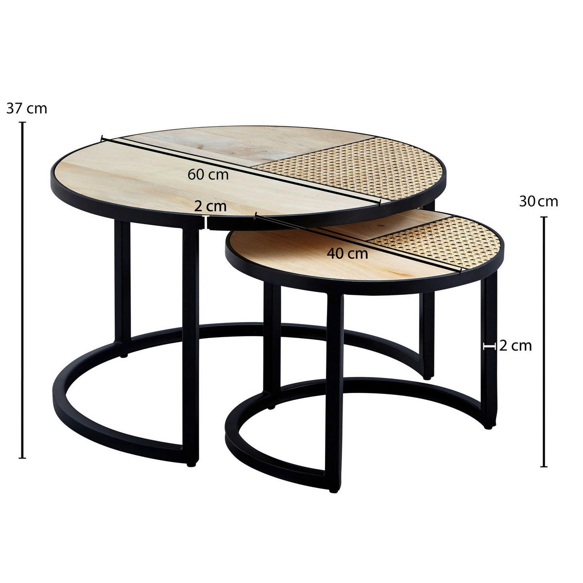 SET KLUB STOLIĆA smeđa  drvo  - smeđa/crna, Moderno, drvo/metal (60/60/37cm) - MID.YOU
