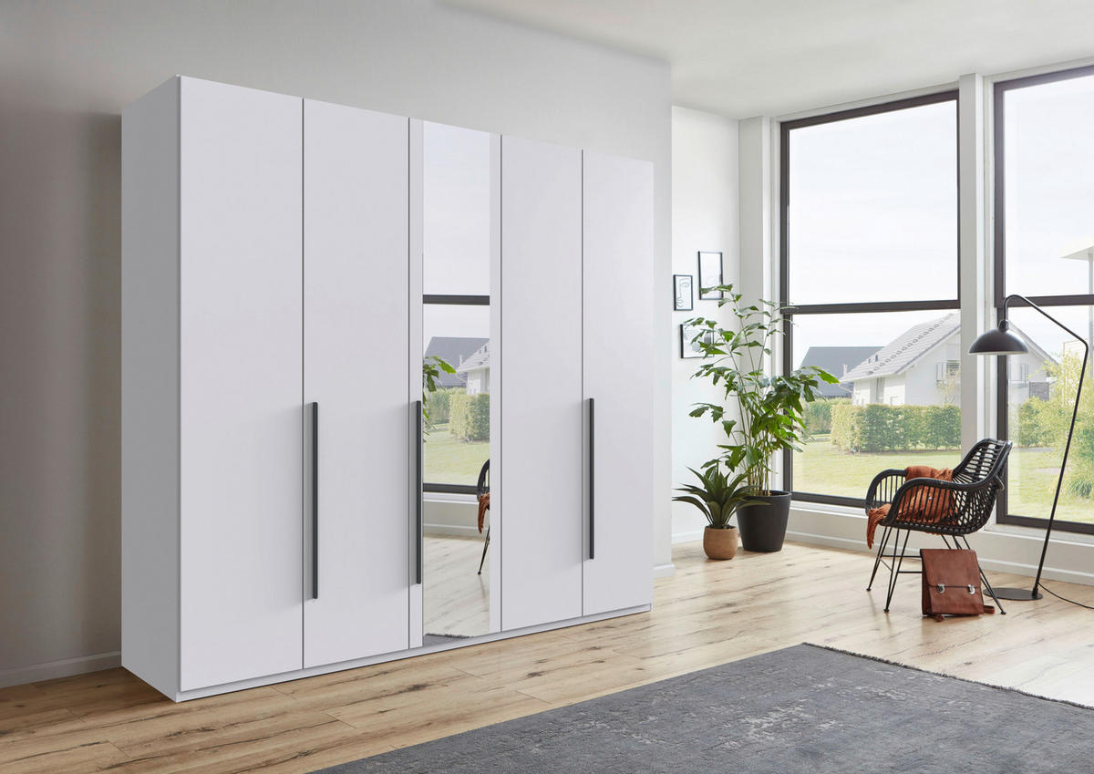 DREHTÜRENSCHRANK 5-türig Graphitfarben, Weiß  - Graphitfarben/Weiß, MODERN, Glas/Holzwerkstoff (225/208/58cm) - Chameo