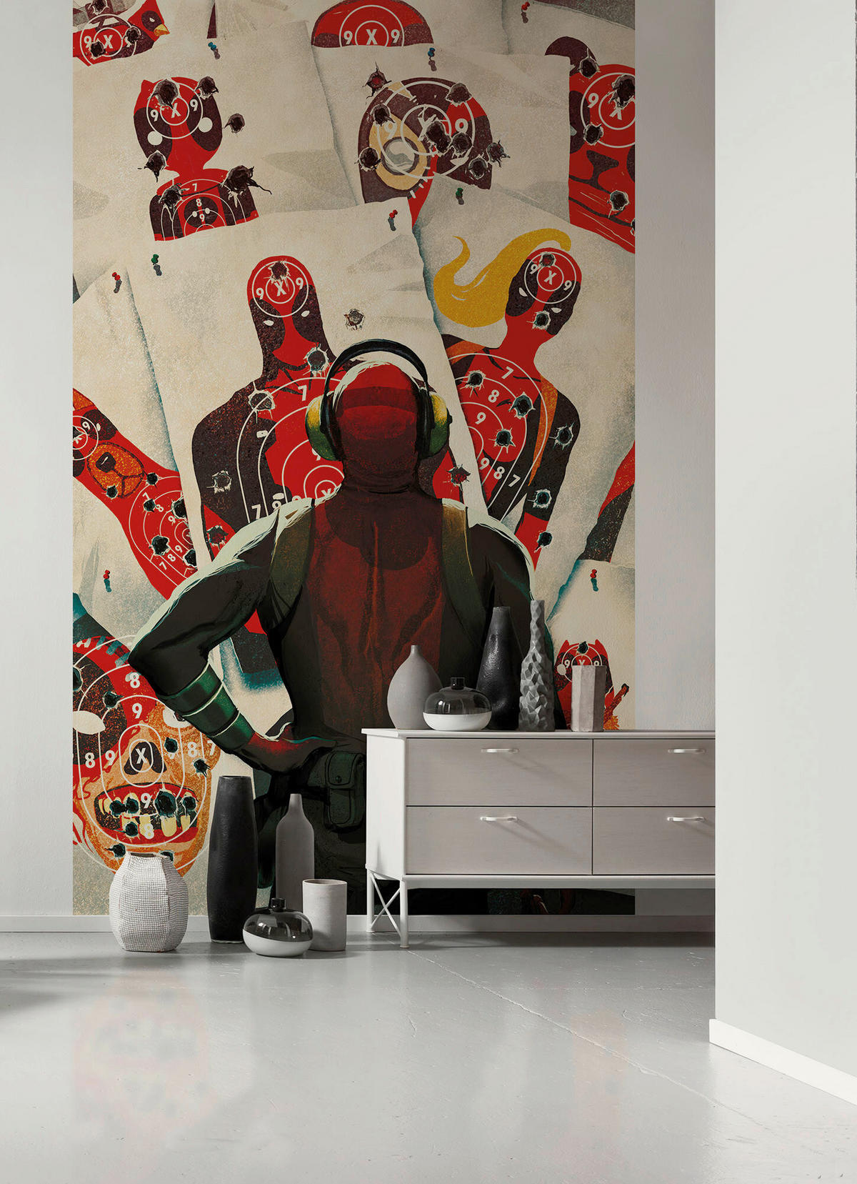 FOTOTAPETE DEADPOOL TARGET SHOOTING  - Anthrazit/Rot, Design, Textil (150/250cm) - Marvel