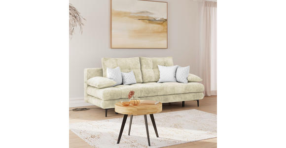 SCHLAFSOFA Chenille Creme Rückenkissen, Armlehnenkissen, Bettkasten, Schlaffunktion, Rücken echt  - Creme/Schwarz, KONVENTIONELL, Textil/Metall (203/94/96cm) - Carryhome