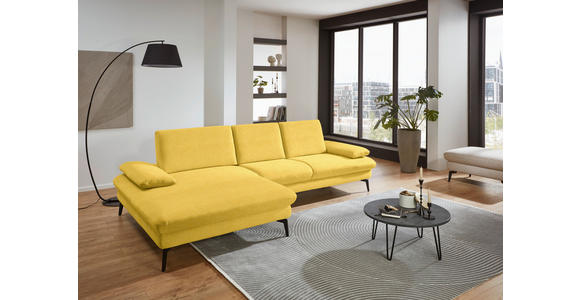 ECKSOFA in Chenille, Mikrofaser Gelb 157/299 cm - Gelb/Schwarz, Design, Textil/Metall (157/299cm) - Dieter Knoll