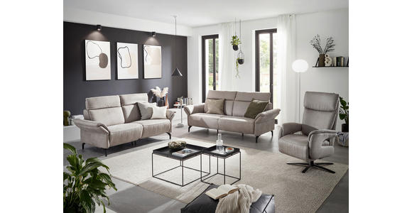 2-SITZER-SOFA Varo Lederlook Hellgrau  - Hellgrau/Schwarz, KONVENTIONELL, Textil/Metall (194/103/92cm) - Dieter Knoll