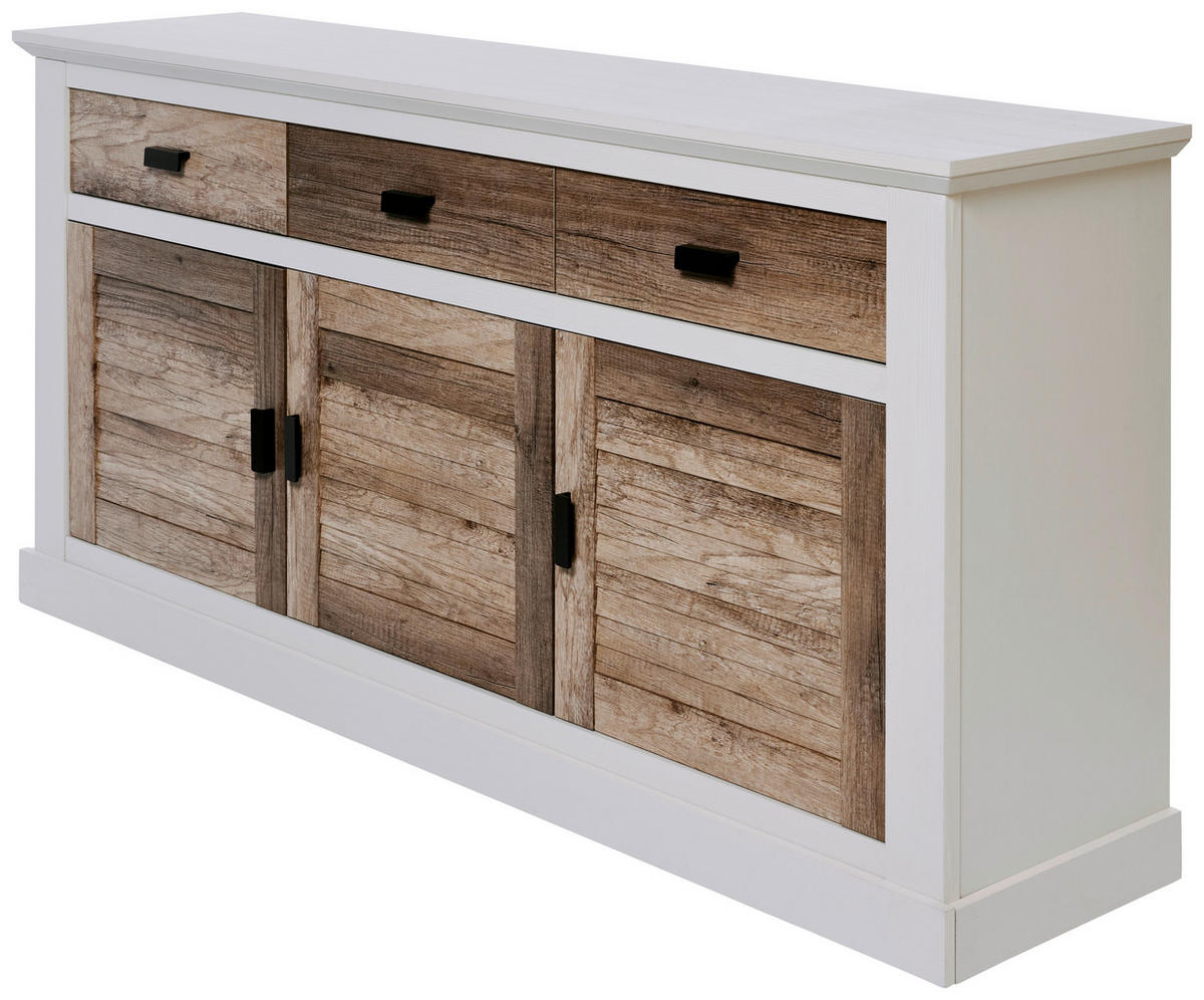 SIDEBOARD Hampton  in 158/81,3/40 cm  - Eichefarben/Schwarz, KONVENTIONELL, Holzwerkstoff/Metall (158/81,3/40cm)