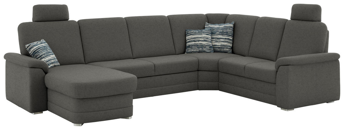 WOHNLANDSCHAFT  in Chenille Grau  - Alufarben/Grau, KONVENTIONELL, Holz/Textil (160/329/235cm) - Beldomo Comfort
