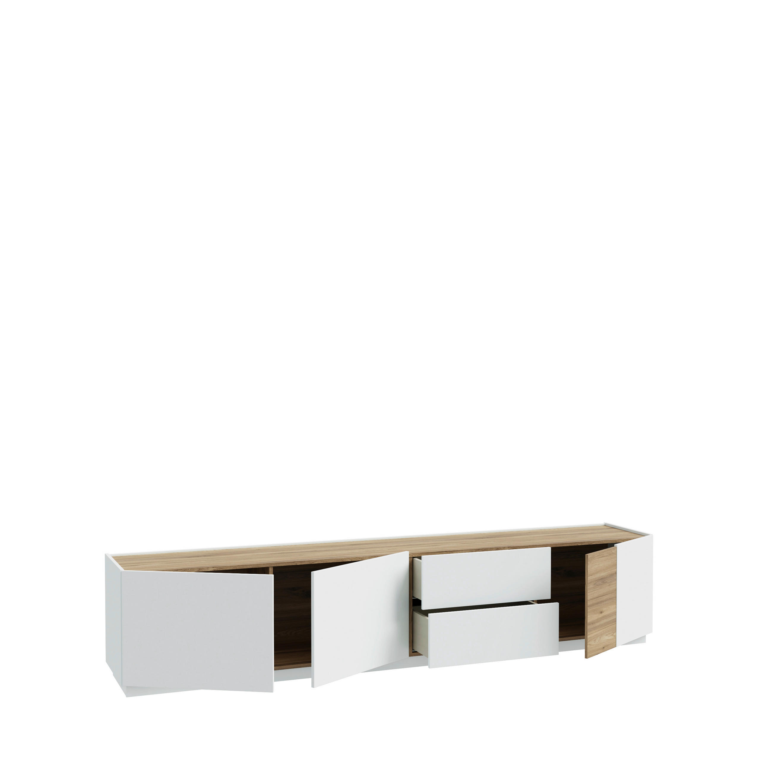 TV-ELEMENT barve hrasta, svetlo siva  - črna/barve hrasta, Moderno, kovina/umetna masa (239,4/50,4/41cm) - Hom`in