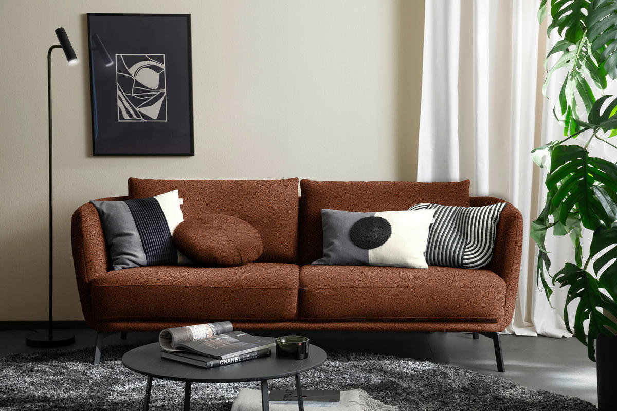 2,5-SITZER  in Flachgewebe Rostfarben  - Rostfarben/Schwarz, Design, Textil/Metall (190/71/91cm) - Schöner Wohnen