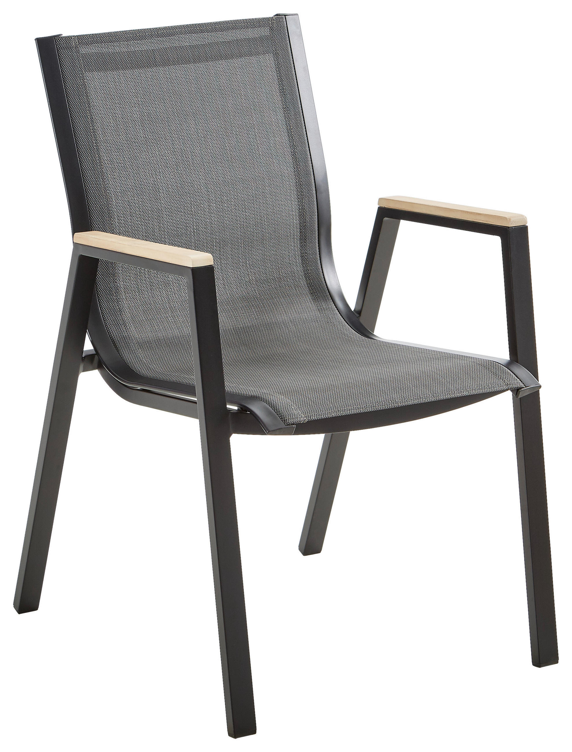 STAPELSESSEL Eukalyptusholz Aluminium Anthrazit, Naturfarben, Schwarz  - Anthrazit/Schwarz, Basics, Holz/Textil (55/88/65,5cm) - Ambia Garden