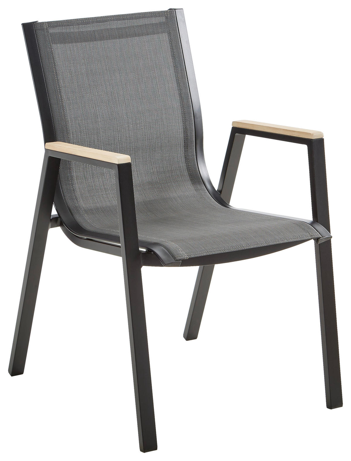 STAPELSESSEL Eukalyptusholz Aluminium Anthrazit, Naturfarben, Schwarz  - Anthrazit/Schwarz, Basics, Holz/Textil (55/88/65,5cm) - Ambia Garden