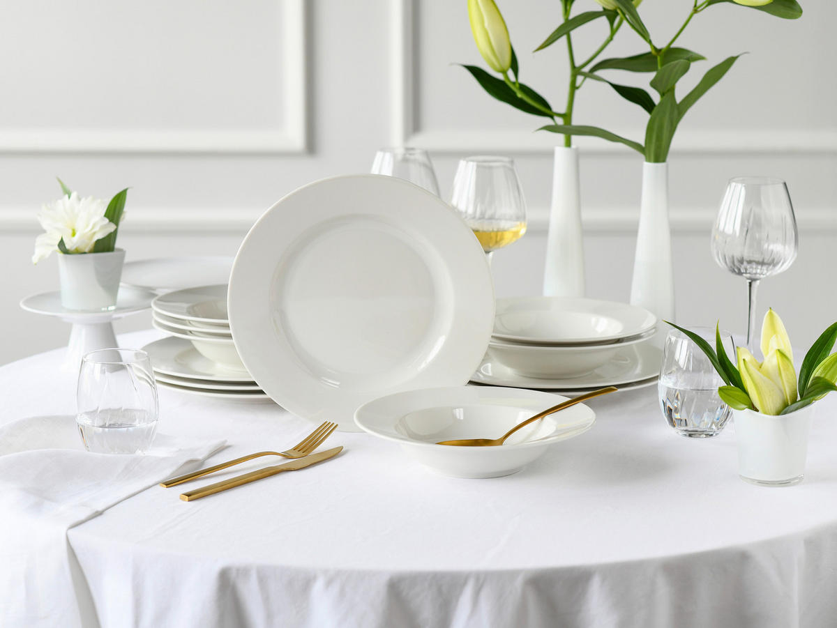 TAFELSERVICE Creme Venice Creme 12-teilig  - Creme, Basics, Keramik - Creatable