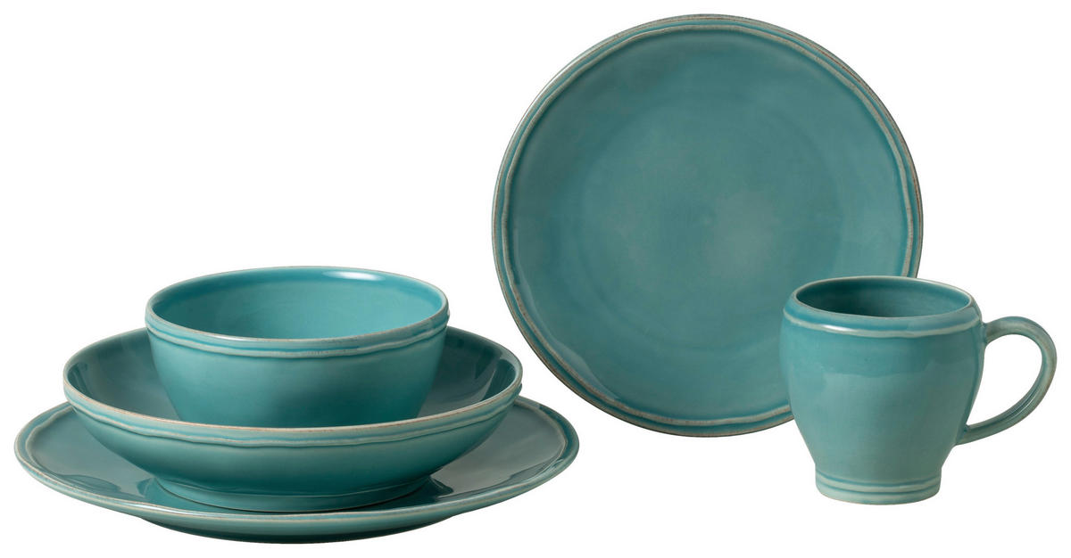 KOMBISERVICE Türkis FONTANA 5-teilig 1 Personen  - Türkis, Basics, Keramik - Costa Nova