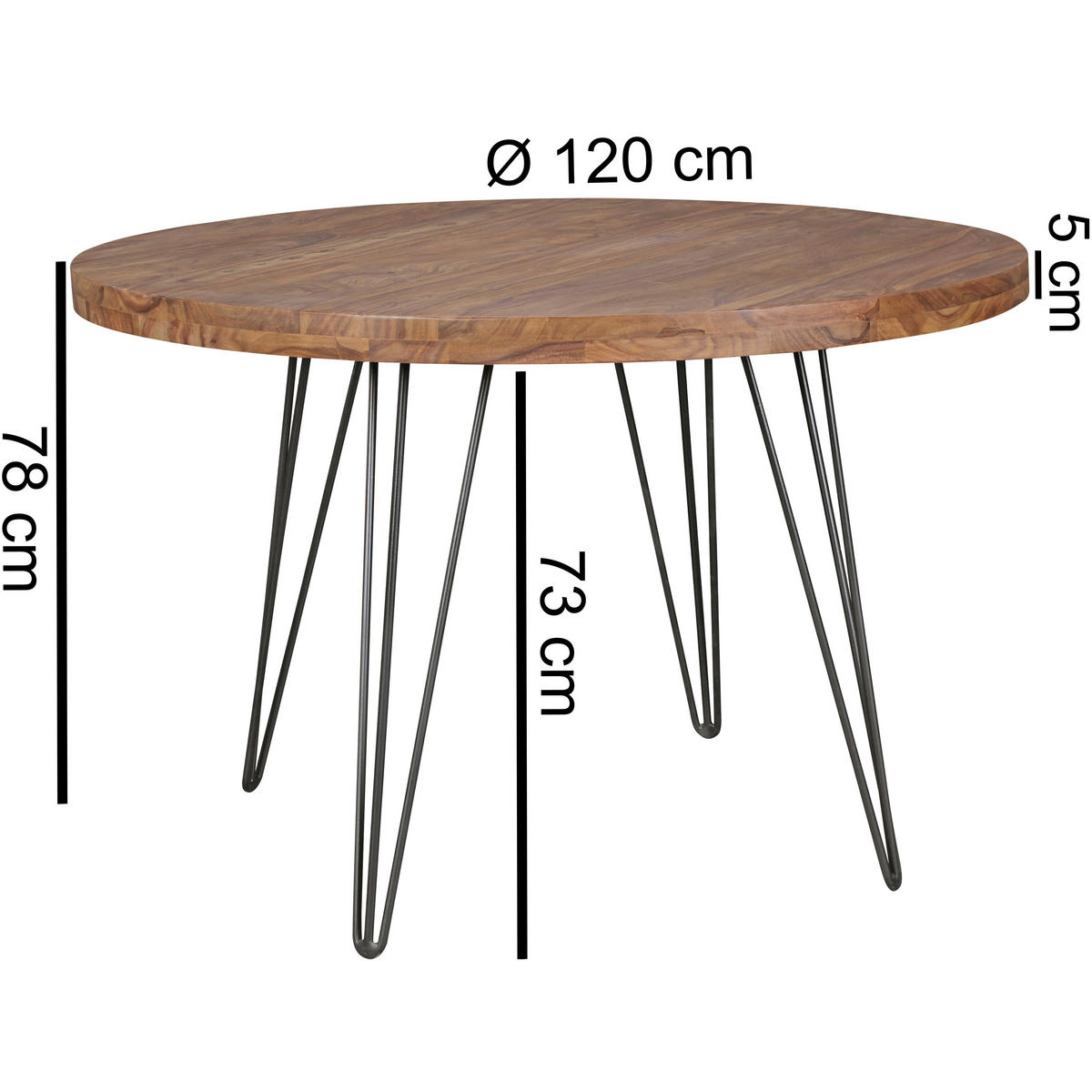 ESSTISCH in Holz  - Sheeshamfarben/Schwarz, Design, Holz/Metall (120/78cm) - MID.YOU