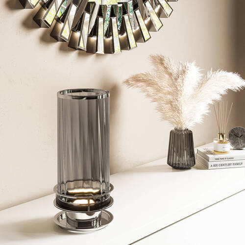 TISCHLEUCHTE - Grau/Nickelfarben, Konventionell, Glas/Metall (17.1/36.4cm) - Elstead Lighting