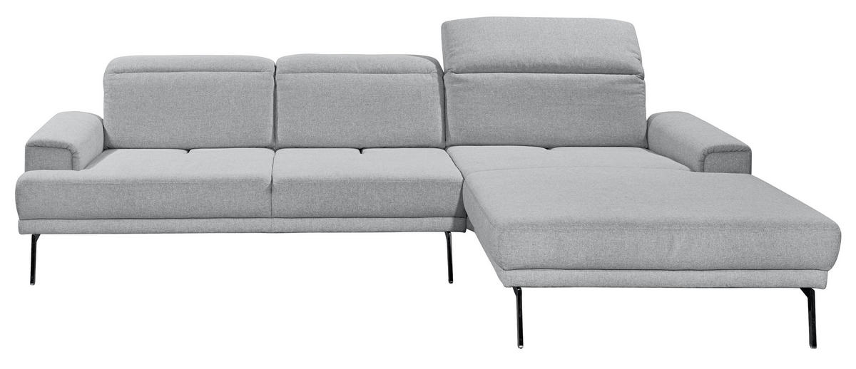 ECKSOFA Grau Flachgewebe  - Chromfarben/Grau, Design, Textil/Metall (288/193-220cm) - Musterring