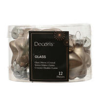 CHRISTBAUMKUGEL-SET 12-teilig  - Grau, Basics, Glas (2/4.5/4cm)