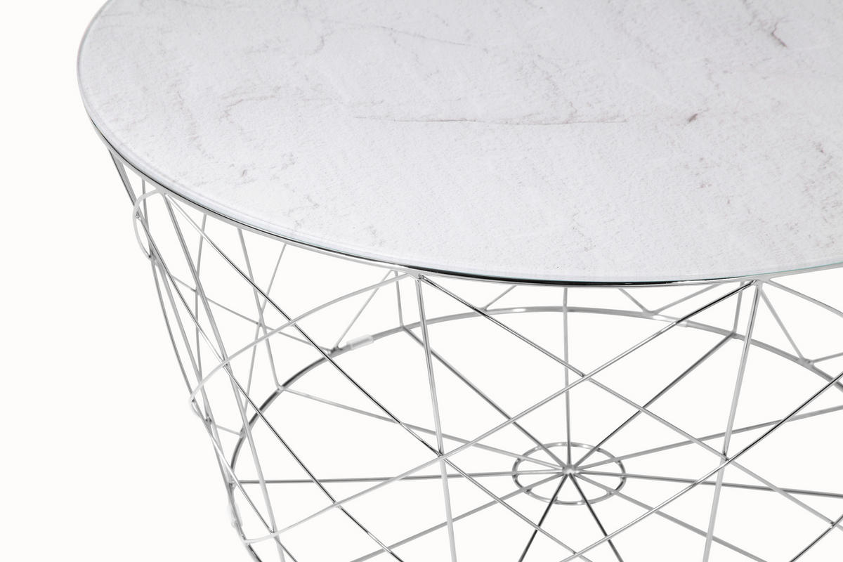 COUCHTISCH in Metall, Glas 80/80/45 cm  - Chromfarben/Weiß, Design, Glas/Metall (80/80/45cm) - Livetastic