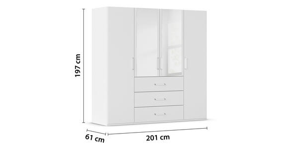 DREHTÜRENSCHRANK  in Weiß  - Weiß, Design, Glas/Holzwerkstoff (201/197/60cm) - Novel