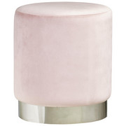 HOCKER Samt Rosa, Chromfarben - Chromfarben/Rosa, Trend, Textil/Metall (35/40cm) - Xora