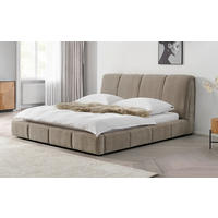 KÁRPITOZOTT ÁGY 180/200 cm  bézs  - bézs/fekete, Modern, műanyag/textil (180/200cm) - Livetastic