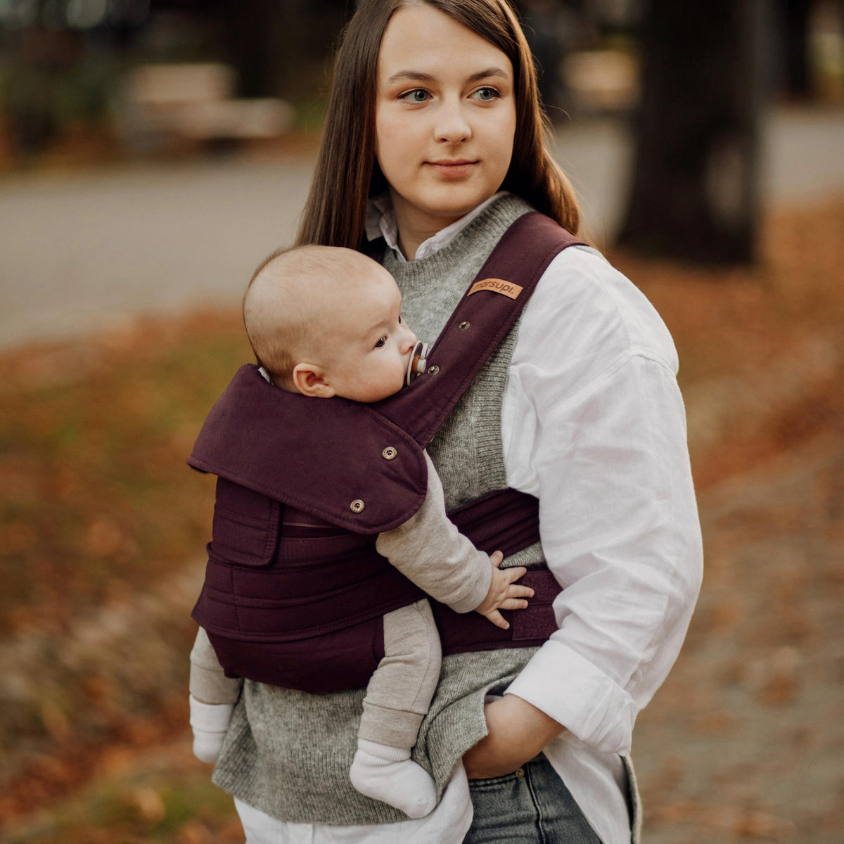 BABYTRAGE Marsupi Classic 2.0  - Aubergine, Basics, Textil (XLnull) - Wickelkinder Manduca