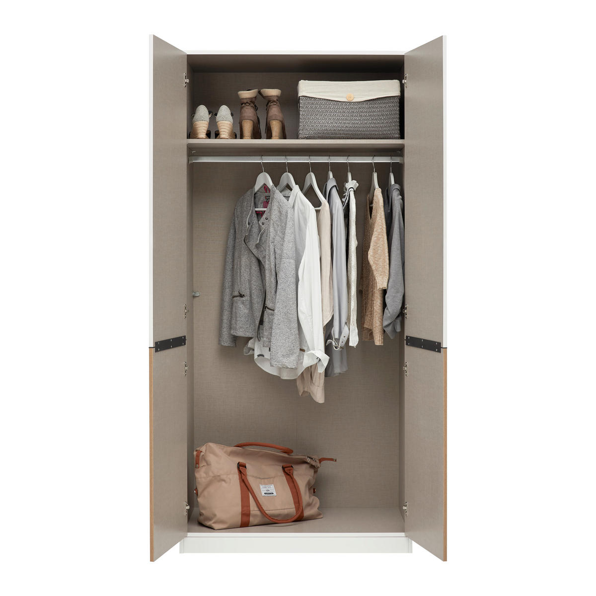 KLEIDERSCHRANK 91/210/54 cm 2-türig Weiß, Weiß Hochglanz  - Weiß Hochglanz/Weiß, KONVENTIONELL, Holzwerkstoff/Kunststoff (91/210/54cm) - James Wood