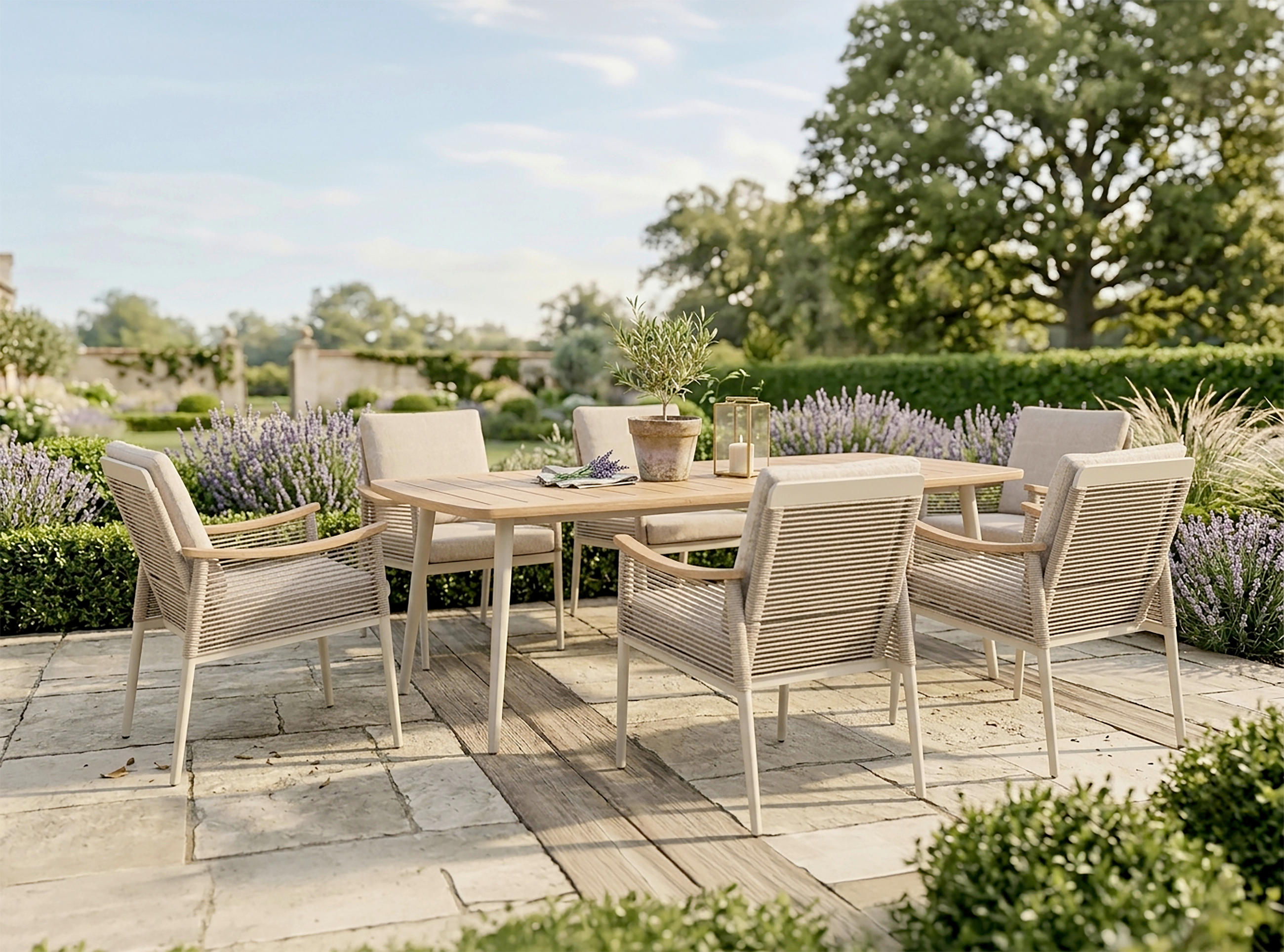 GARTENTISCHGRUPPE Aluminium  - Sandfarben/Beige, MODERN, Kunststoff/Textil - Gardenson