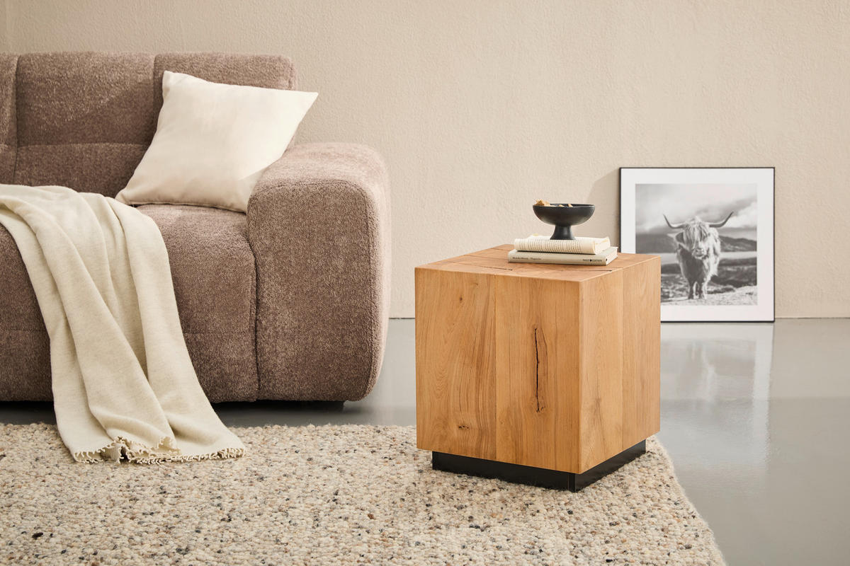 MIZICA, 40/45/40 cm barve hrasta  - črna/barve hrasta, Design, leseni material/les (40/45/40cm) - Carryhome