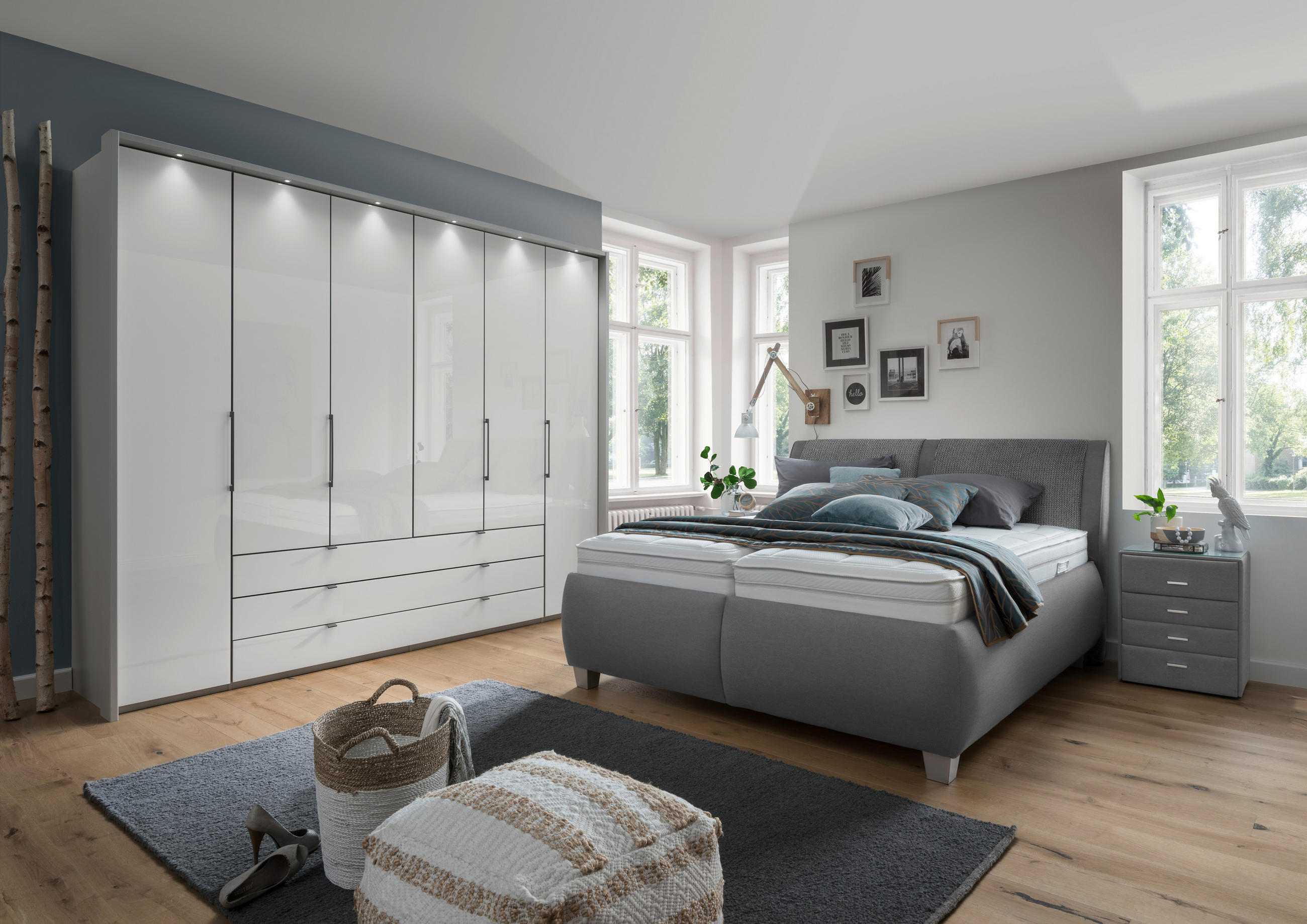 POLSTERBETT 160/200 cm  in Grau  - Weiss/Silberfarben, Design, Holzwerkstoff/Kunststoff (160/200cm) - Beldomo - Sleep