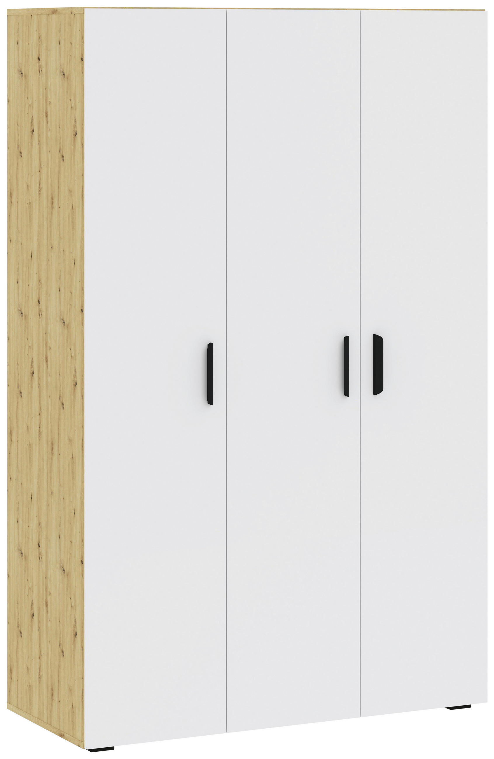 DREHTÜRENSCHRANK 111/179/52 cm 3-türig Weiß, Eiche Artisan  - Schwarz/Weiß, KONVENTIONELL, Holzwerkstoff/Kunststoff (111/179/52cm) - Boxxx
