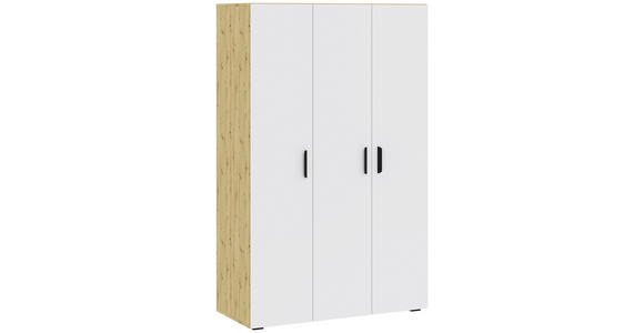 DREHTÜRENSCHRANK in Weiß, Eiche Artisan - Schwarz/Weiß, KONVENTIONELL, Holzwerkstoff/Kunststoff (111/179/52cm) - Carryhome