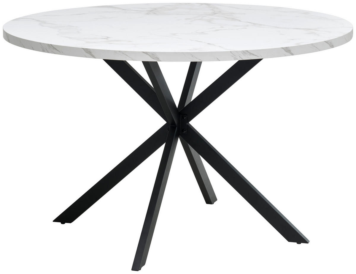ESSTISCH in Metall, Holzwerkstoff 120/120/75 cm  - Schwarz/Weiß, MODERN, Holzwerkstoff/Metall (120/120/75cm) - MID.YOU