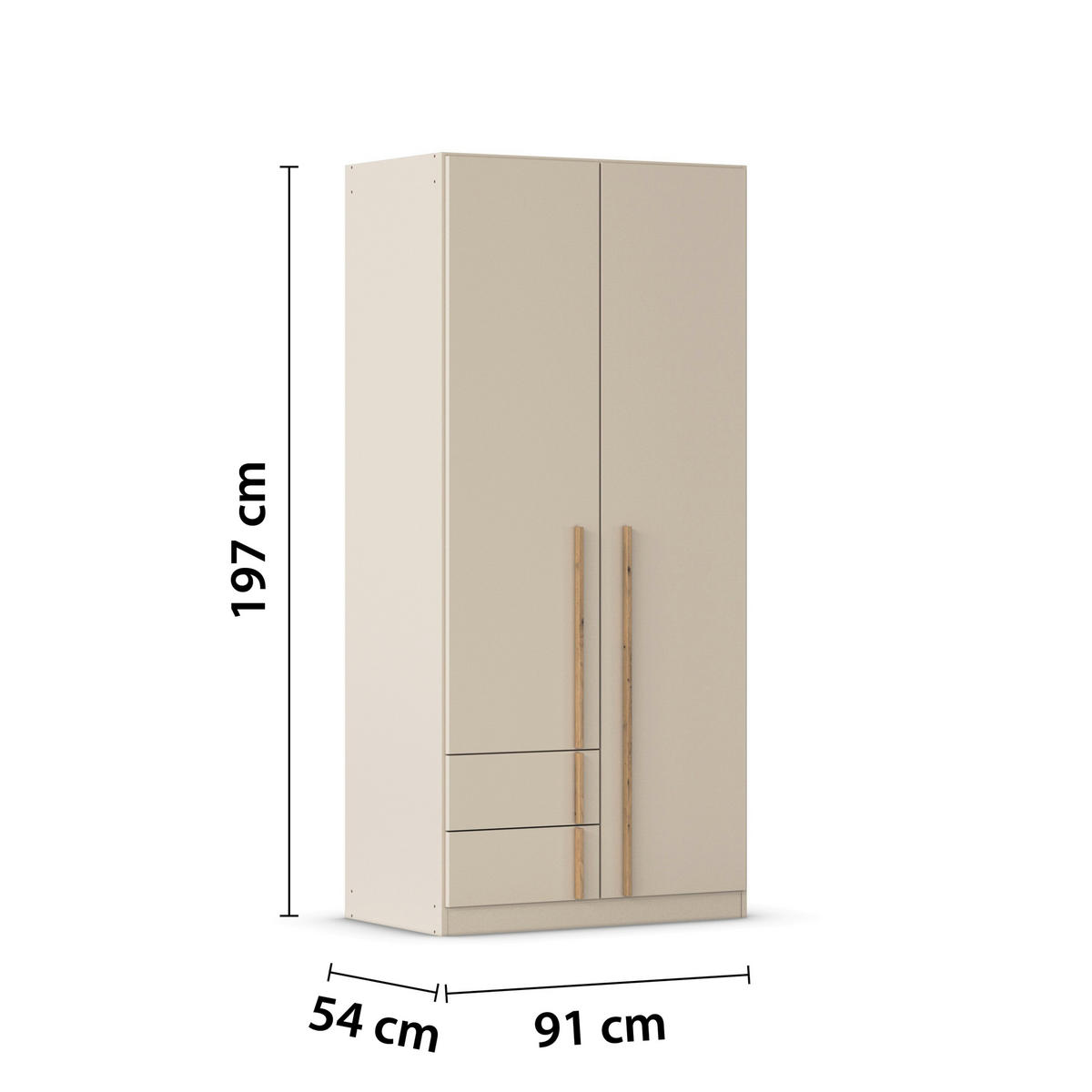 DREHTÜRENSCHRANK 2-türig Champagner, Eiche Artisan  - Champagner/Eiche Artisan, Design, Holz/Holzwerkstoff (91/197/54cm) - Stylife