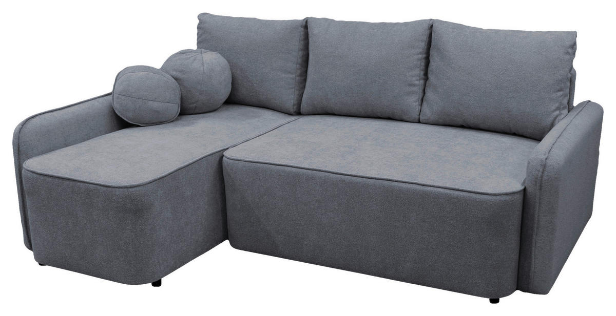 ECKSOFA in Struktur, Bouclé Grau  - Schwarz/Grau, Design, Kunststoff/Textil (143/209cm) - MID.YOU