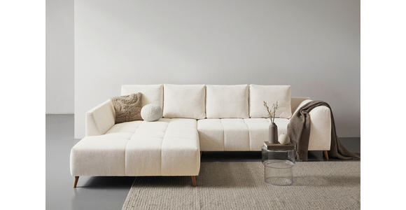 ECKSOFA  in Flachgewebe Creme  202/306 cm  - Buchefarben/Creme, KONVENTIONELL, Holz/Textil (202/306cm) - Carryhome