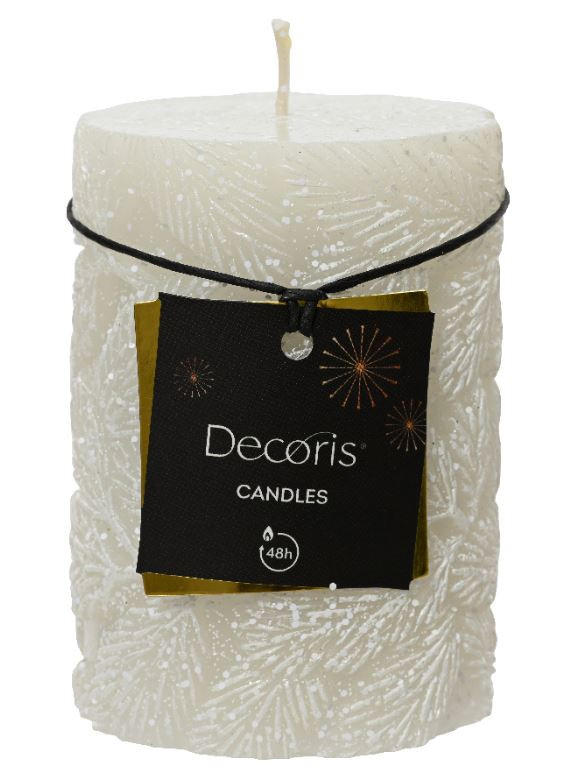 STUMPENKERZE  - Weiß, Basics, Paraffin (7,00/7,00/10,00cm) - X-Mas