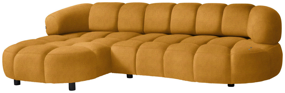 ECKSOFA in Webstoff Currygelb  183/284 cm  - Currygelb/Schwarz, Design, Holz/Textil (183/284cm) - Welnova