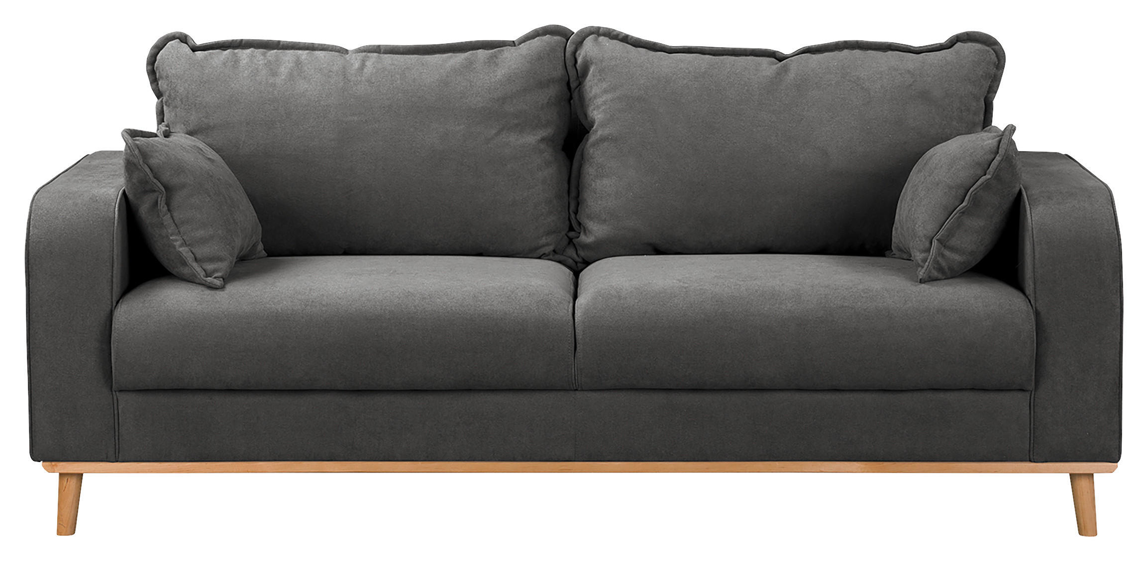 3-SITZER-SOFA in Mikrofaser Dunkelgrau  - Wengefarben/Dunkelgrau, Design, Holz/Textil (193/86/87cm) - Livetastic