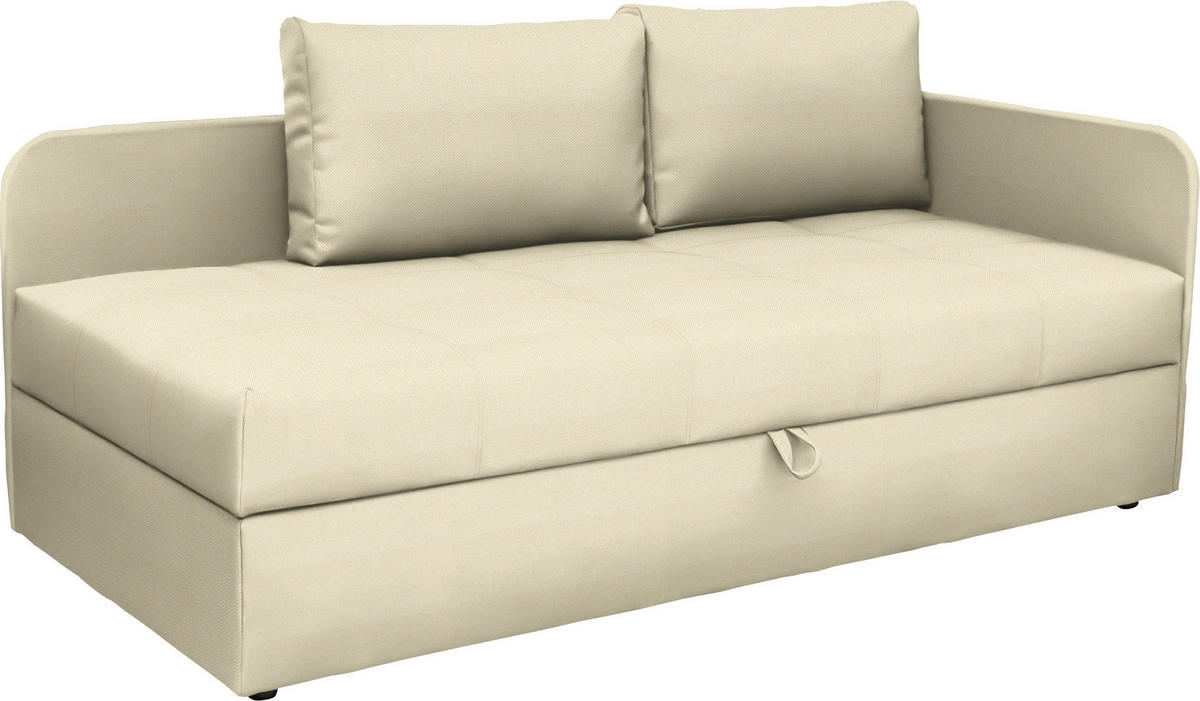 LEŽALNIK,  krem barve tekstil - črna/siva, Basics, umetna masa/tekstil (205/90/95cm) - Xora