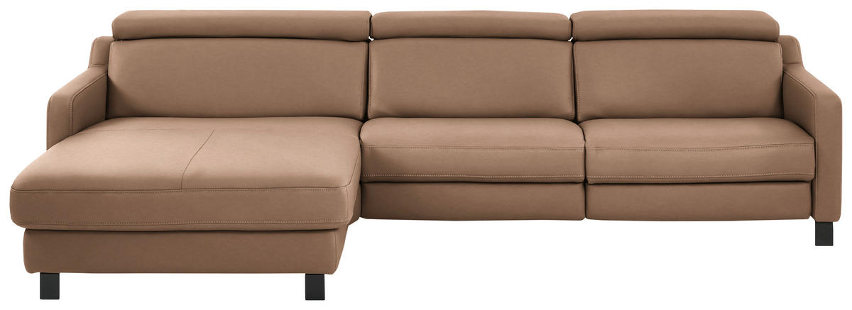 ECKSOFA Echtleder Braun  - Schwarz/Braun, Design, Leder/Metall (176/291cm) - Valdera