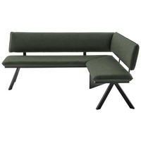 ECKBANK 190/150 cm  in Schwarz, Graugrün  - Schwarz/Graugrün, MODERN, Textil/Metall (190/150cm) - Cantus