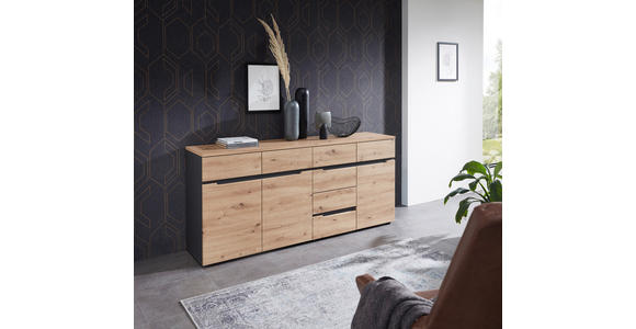 SIDEBOARD 180/82/44 cm  - Schwarz/Graphitfarben, Design, Holzwerkstoff/Kunststoff (180/82/44cm) - Voleo