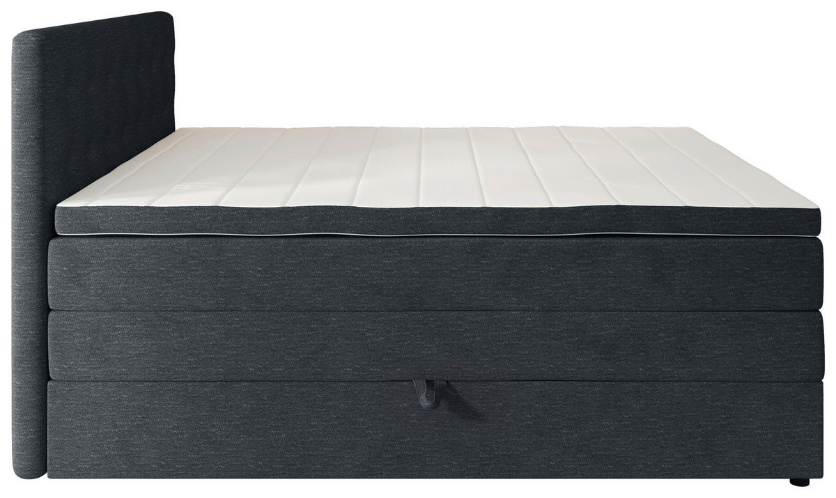 BOXSPRINGBETT 200/200 cm,  in Anthrazit, gepolstertes Kopfteil, Bettkasten, Topper, Matratzen, H3 + H4 = fest + sehr fest  - Anthrazit/Schwarz, KONVENTIONELL, Kunststoff/Textil (200/200cm) - Chameo