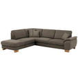 ECKSOFA in Mikrofaser Graubraun  - Wildeiche/Graubraun, KONVENTIONELL, Holz/Textil (236/286cm) - Voleo