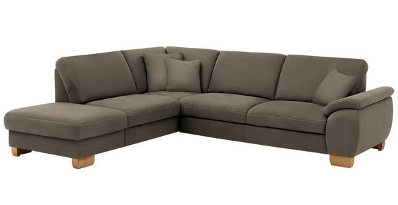 ECKSOFA in Mikrofaser Graubraun  - Wildeiche/Graubraun, KONVENTIONELL, Holz/Textil (236/286cm) - Voleo