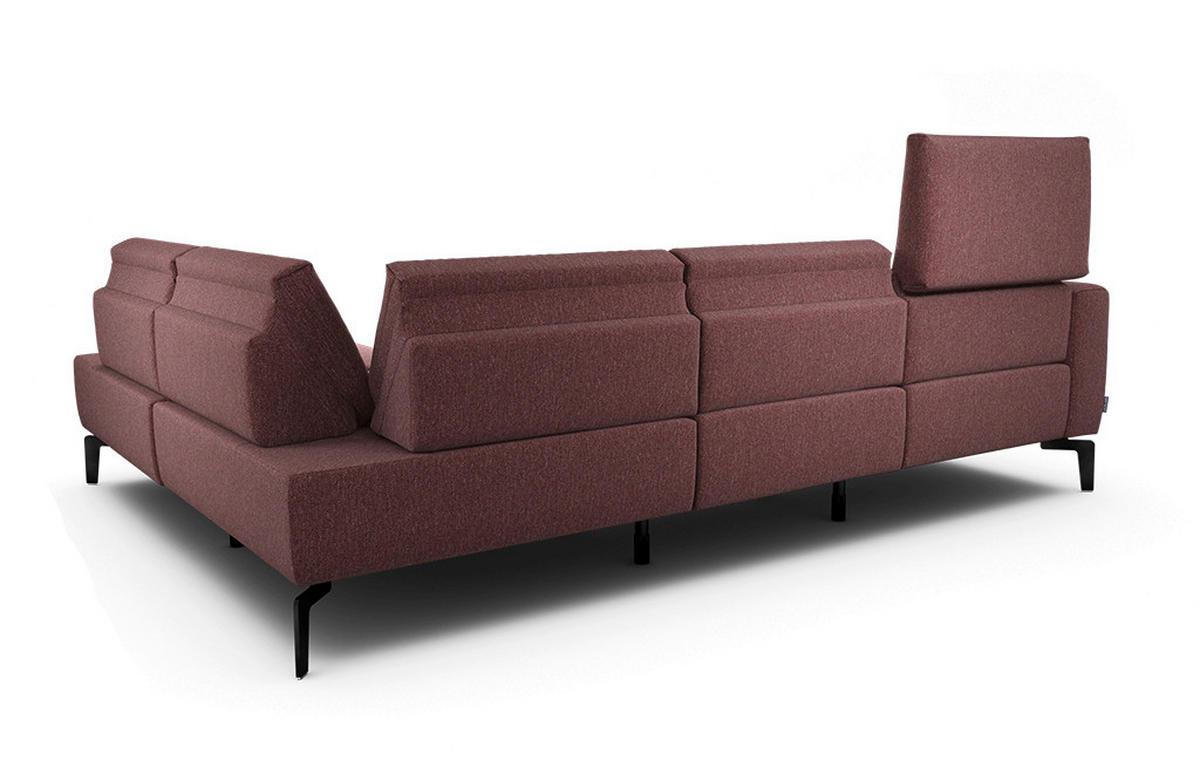 ECKSOFA Cosy Rot Samt  - Rot/Schwarz, Design, Textil/Metall (256/193cm) - SENSOO