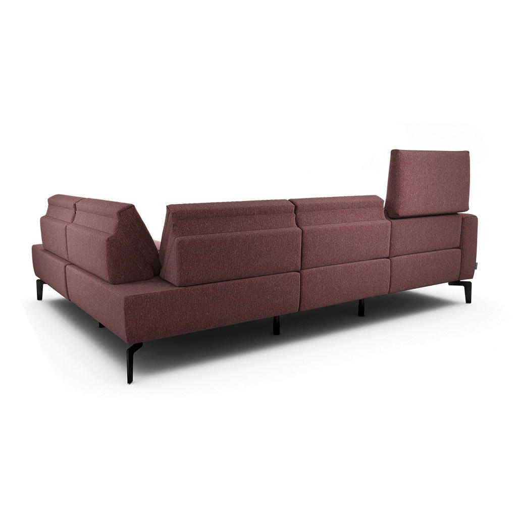 Thumbnail - Sensoo Ecksofa Cosy, Rot, Textil, 5-Sitzer, Ottomane rechts, L-Form, 256x193 cm, Stoffauswahl, Armteil links, Wohnzimmer...