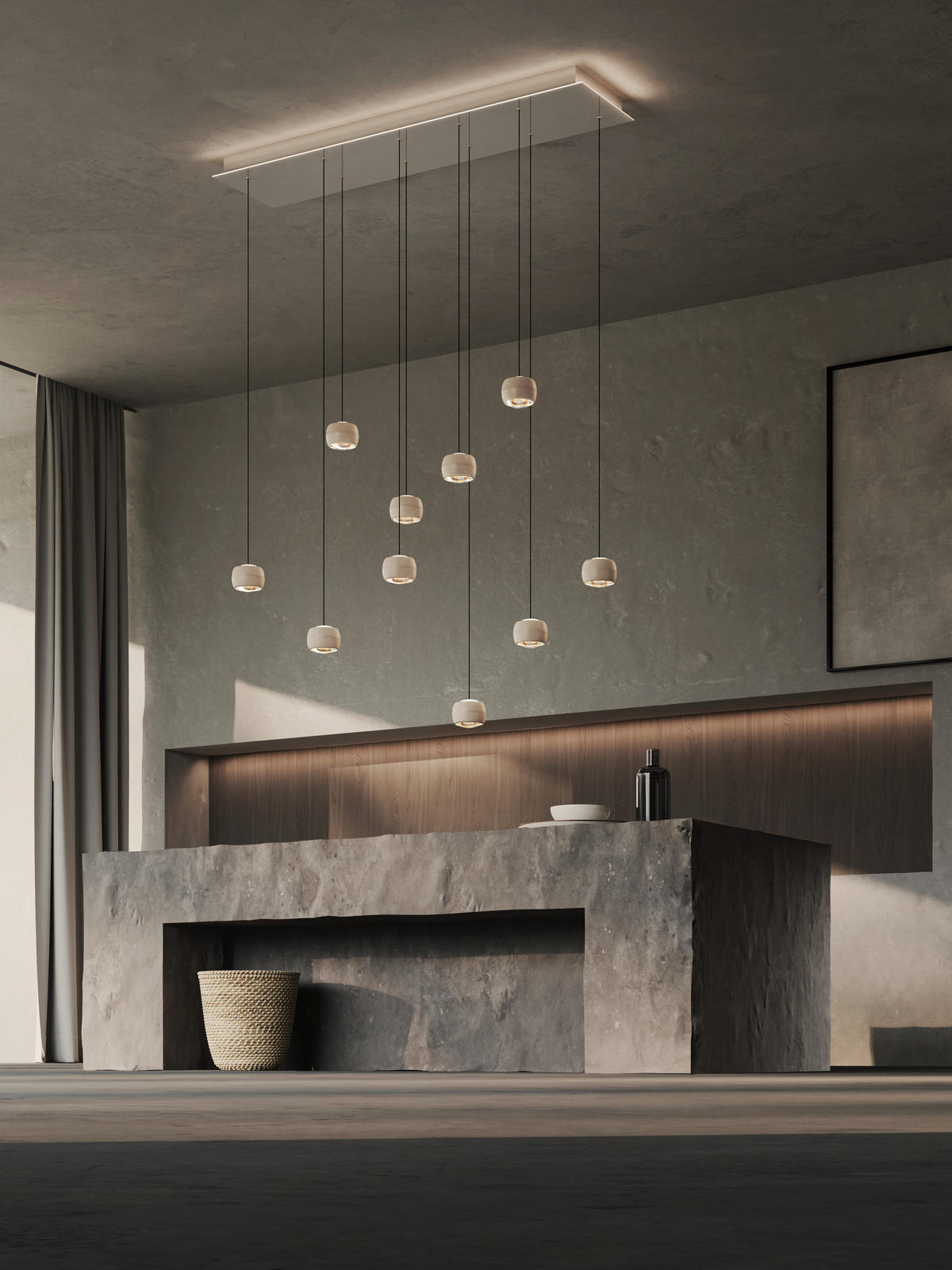 LED-HÄNGELEUCHTE Quiberon 110/31/180 cm   - Sandfarben, Design, Metall (110/31/180cm)