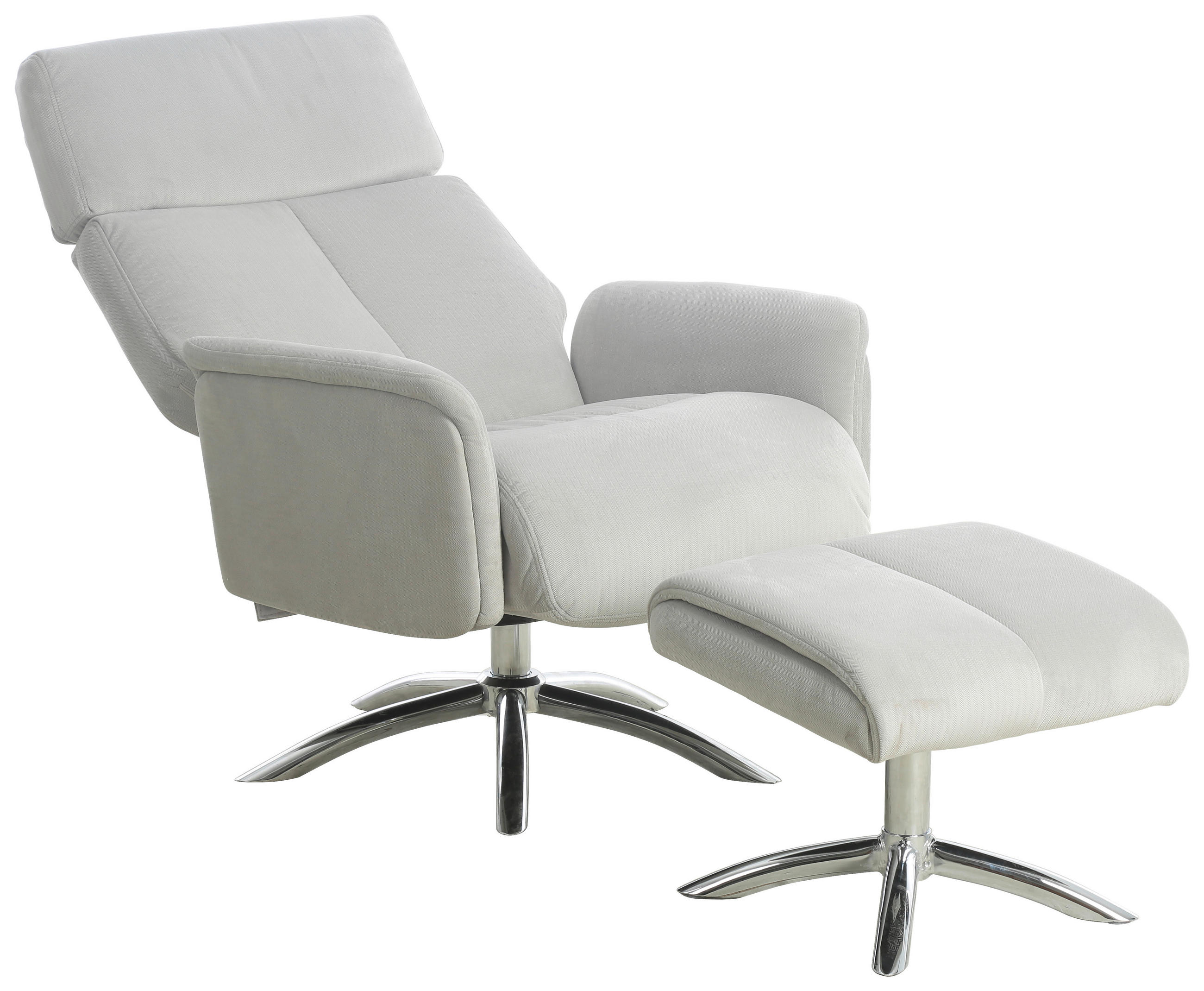 RELAXSESSELSET Samt Hocker    - Chromfarben/Grau, MODERN, Textil/Metall (72/103.5/88cm) - P & B