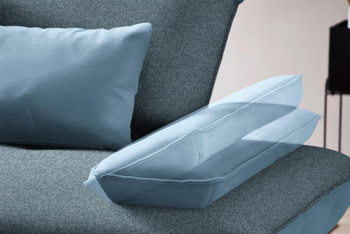 ECKSOFA in Flachgewebe Blau  - Blau/Schwarz, Design, Textil/Metall (310/250cm) - Moderano