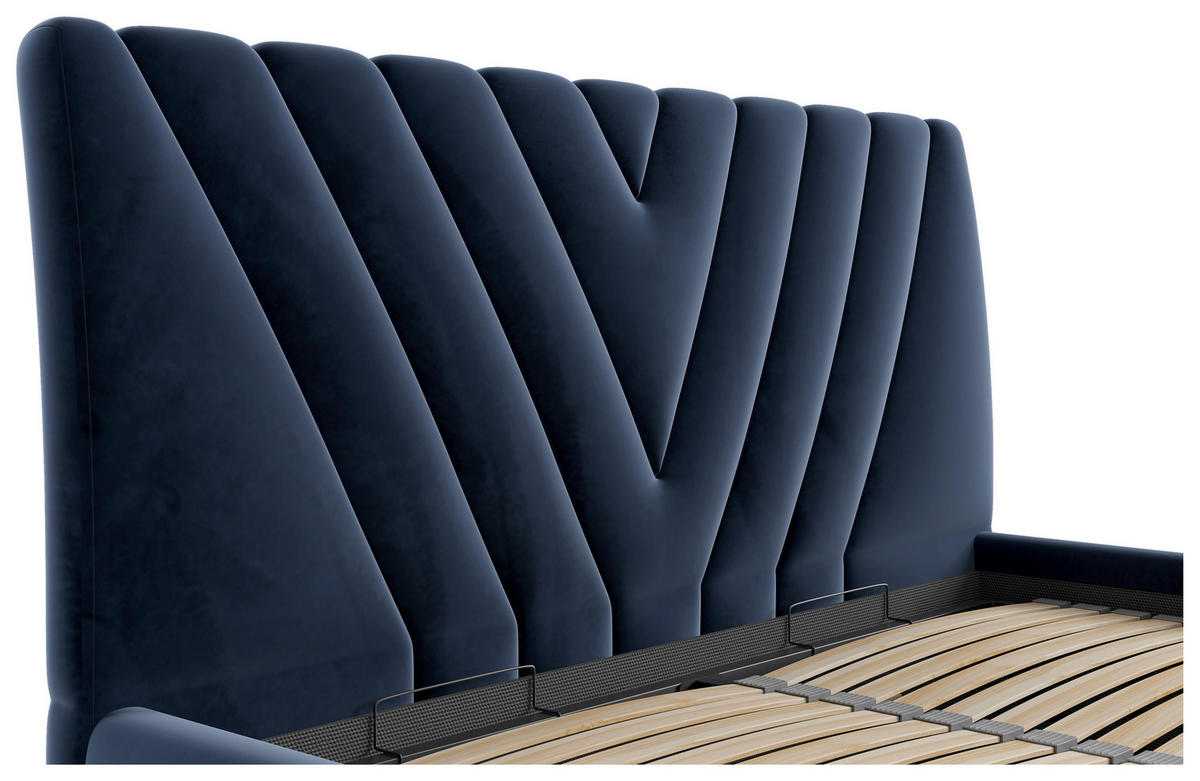 POLSTERBETT Bettkasten, Lattenrost 180/200 cm  in Blau  - Chromfarben/Blau, KONVENTIONELL, Holz/Kunststoff (180/200cm) - Boxxx