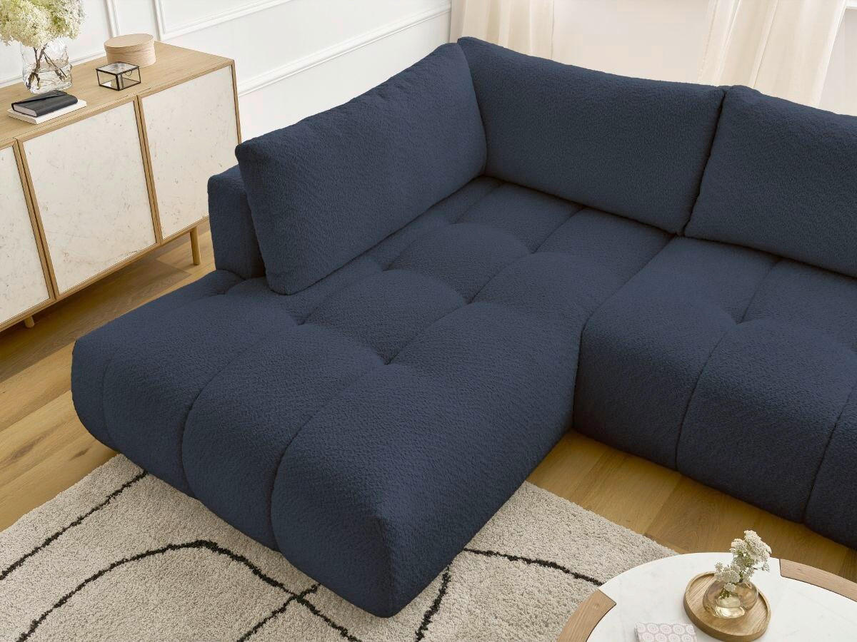 WOHNLANDSCHAFT  FUJI  Dunkelblau Bouclé  - Schwarz/Dunkelblau, MODERN, Kunststoff/Textil (204/377/160cm)